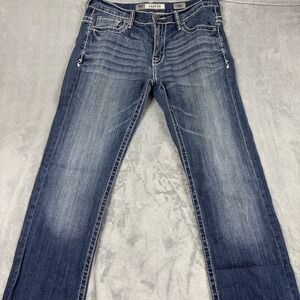 BKE Carter 31L Mens 31x34 Straight Leg Blue Jeans Medium Wash Contrast Stitch